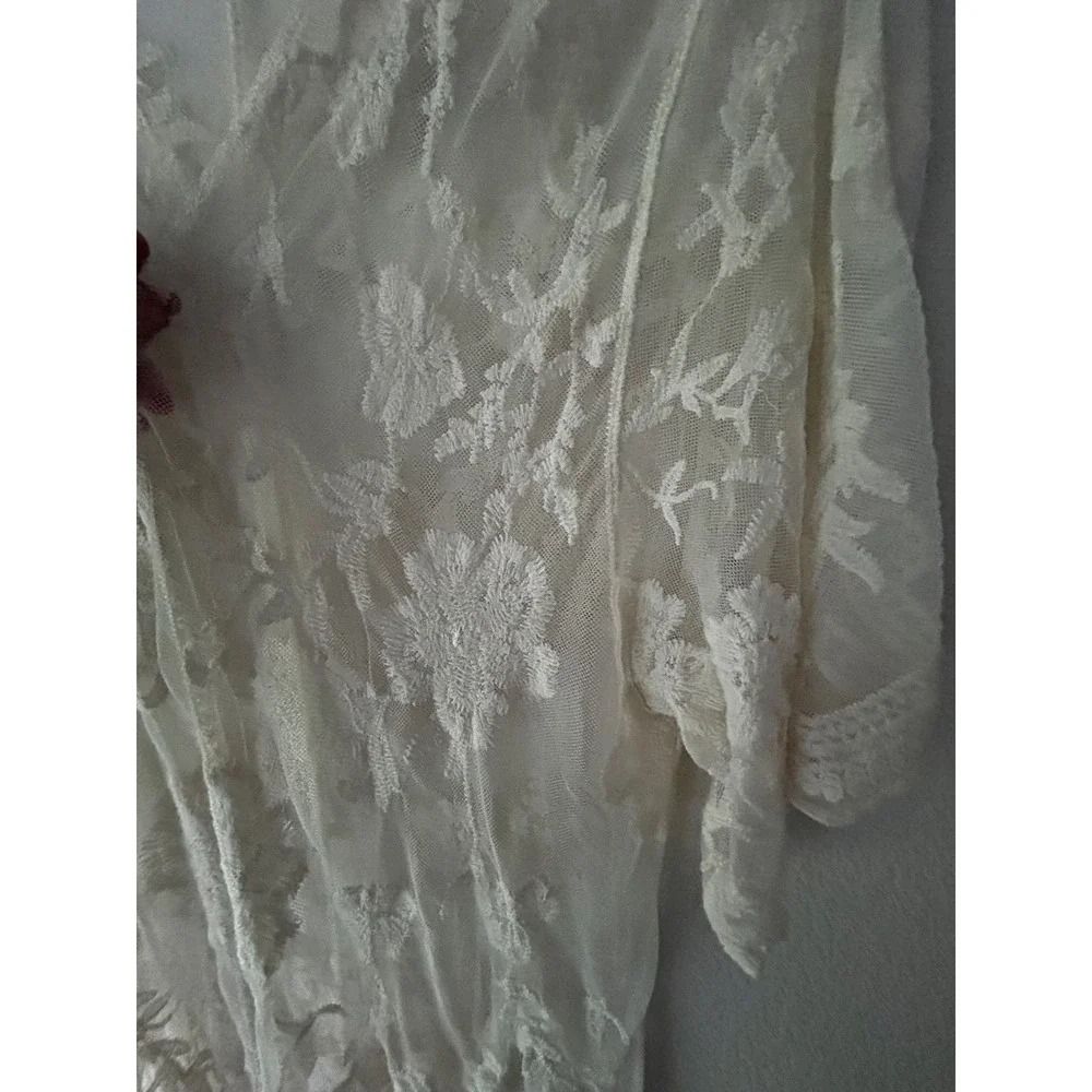 Country Morning | Sheer Ivory Embroidered Bridal Duster Robe